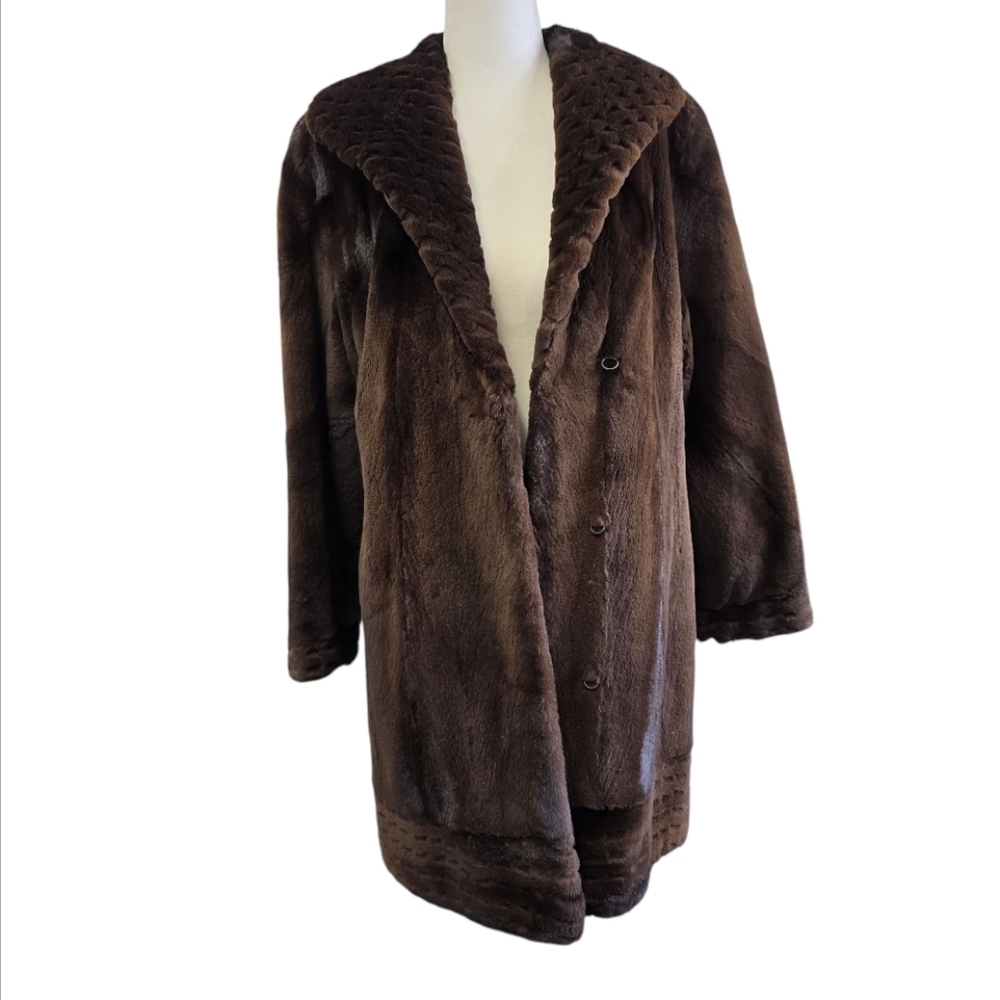 Marcel Jodoin Fourrures genuine sheared demi buff mink  fur mid length Coat